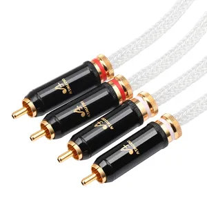 ATAUDIO High End Marine High Quality Braided Audio 2 Rca Cable Pure Copper Male To Male pure silver Red Optical Rca Wire