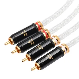 Ataudio High-End Marine Hoge Kwaliteit Gevlochten Audio 2 Rca Kabel Puur Koper Mannelijk Naar Mannelijk Puur Zilverrood Optische Rca Draad