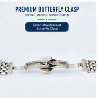 Bracelet de montre de remplacement fin et poli en acier inoxydable à sept maillons courbés brillants pour montres habillées pour femmes
