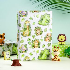 Original green giraffe duck dinosaur koala lion <b>animal</b>-themed <b>wrapping</b> <b>paper</b> - Product Image 4
