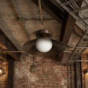 Plafonnier rond en bronze E27 LED anti-éblouissement avec abat-jour en forme de bol, 2700K blanc chaud doux, luminaire de salon avec lampe personnalisable - Product Image 1