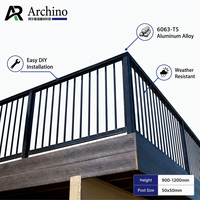 Balustrade extérieure moderne en alliage d'aluminium pour terrasse publique, résistante aux intempéries, prix de gros du fabricant