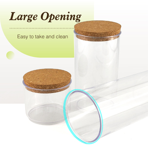 Tarro de almacenamiento de sello de comida transparente de estilo moderno de 680ml con tapa de corcho, organizador de cereales gruesos de plástico apilable - Product Image 4