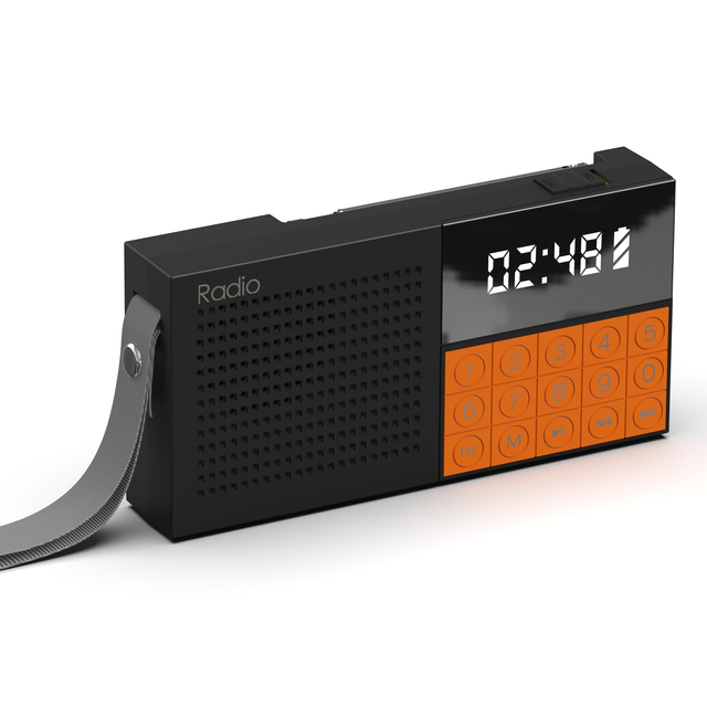 Portable FM Radio  Speaker with Digital Display, Rechargeable Wireless Speaker with Hand Strap for Home,Outdoor Camping