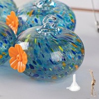 Mangeoire à oiseaux en verre USMILEPET, suspendue, extérieure, colorée, pour oiseaux sauvages, avec corde en chanvre et entonnoir, pour jardin, balcon, terrasse