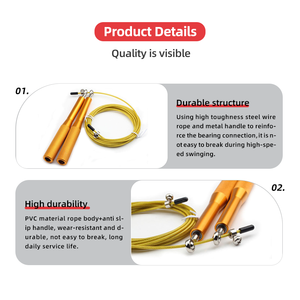 <span class=keywords><strong>Corde</strong></span> à <span class=keywords><strong>sauter</strong></span> de vitesse en fil d'acier avec poignée en aluminium pour la remise en forme (vente en gros) - Product Image 4