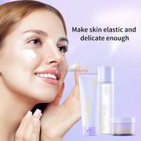 Kit de Soins Coréens V7 Marque Blanche Acide Hyaluronique Éclat et Luminosité, Nettoyant, Tonique et Hydratant, Coffret 3 Pièces pour Femmes