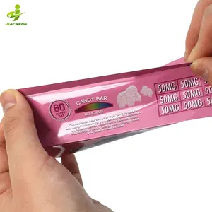 Sacchetti di Mylar di plastica termosaldati con logo personalizzato confezione rettangolare di barrette di cioccolato per animali domestici con fungo di caramelle in lamina da 4g