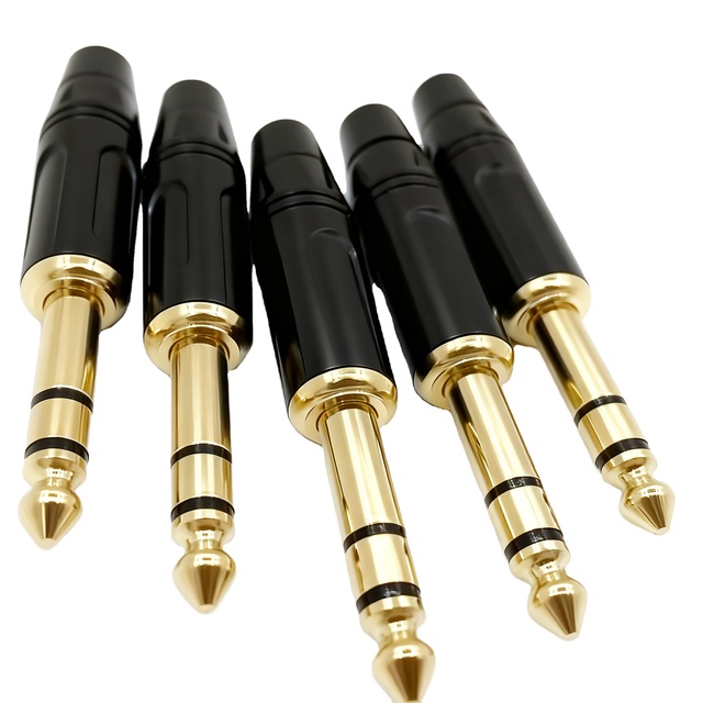 Wholesale 2 Pole Mono Stereo Jack Connector Gold-Plated 6.35MM 1/4 Inch Plug Mixer Microphone Guitar Audio Trs Jack Audio Jack