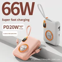 Mini batterie externe portable compacte en plastique avec câble intégré, design dessin animé, grande capacité 10000mAh, charge rapide 10W