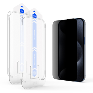 Bụi miễn phí bảo vệ cài đặt công cụ Kit điện thoại Tempered Glass 2 gói 9H i Điện thoại 15 sự riêng tư bảo vệ màn hình - Product Image 1