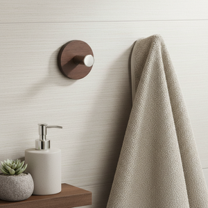 Collezione Spirella Punt, Gancio Adesivo 5, Legno e PVC, Marrone - Product Image 3