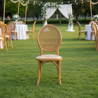 Chaise de salle à manger en rotin avec dossier en bois massif, empilable, pour hôtel, banquet, jardin, restaurant, chaise en bois tressée à la main, gain de place