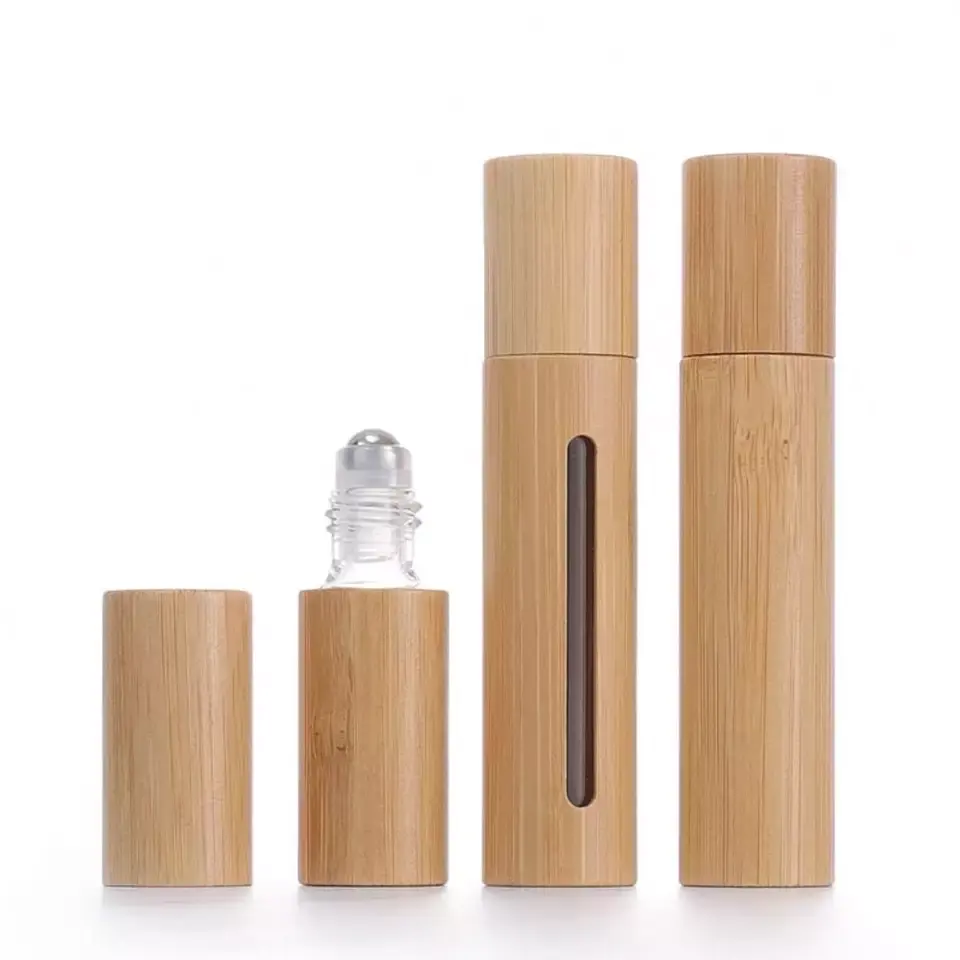 Customized Plastic Bamboo Cap Lip Cream Tube Roll on Bamboo Lipgloss Bottle