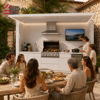 Fabricant de cuisines extérieures avec armoires modulaires, barbecue, évier, îlot de rangement, service personnalisé pour les distributeurs mondiaux