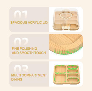 Planche en bambou pour aliments, planches à découper en bambou pour la cuisine, <span class=keywords><strong>plateau</strong></span> <span class=keywords><strong>de</strong></span> service recouvert d'un couvercle transparent en PET - Product Image 5