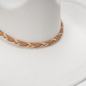 Chapeau de cowboy occidental en feutre, bande tressée en paille naturelle, style rustique de jardin, bord large, chapeau Fedora décontracté pour tous les jours, unisexe - Product Image 3