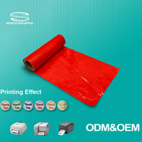 Pita Transfer Termal Resin Lilin Warna Merah Berkualitas Tinggi Tahan Lama 110mm*300m untuk Dekorasi Festival Liburan