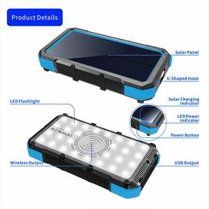 Banco de Energía Inalámbrico Impermeable IP65 de 20000 mAh con Luz LED, Carga Rápida Dual y Sistema de Energía Solar 5 en 1 - Product Image 3