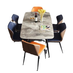 Table à manger rectangulaire moderne en dalle de jade gris mouton italien couleur Pandora pour usage domestique - Product Image 5