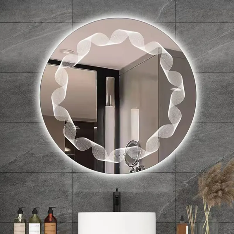Espejo de baño desempañador de tocador circular de alta calidad con luz LED espejo de pared LED inteligente