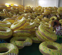 Bouée gonflable Donut Jaune à Motifs - Adorable Bouée de Natation en Forme de Donut pour Piscine et Vacances à la Plage