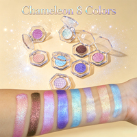 Palette d'ombres à paupières métalliques pressées scintillantes, effet caméléon duochrome, haute pigmentation, finition éclatante, vente en gros, OEM/ODM