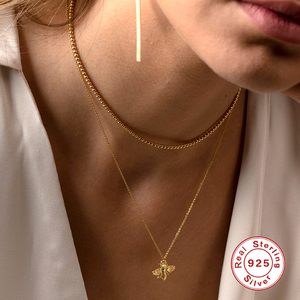 Collar ROXI de Plata de Ley S925 con Baño de Platino, Diseño de Abeja, Cadena de Eslabones, Regalo de Boda o Compromiso para Mujer - Product Image 5