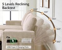 L-förmiges Schlafsofa mit Ausziehfunktion, Verstellbarer Rückenlehne und Umkehrbarer Chaiselongue mit Stauraum