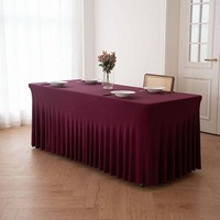 Housse de table extensible blanche en spandex à volants pour décoration de lieux extérieurs et mariages