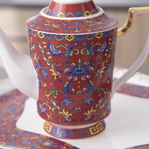 El Fabricante Promueve el Juego de Café de Cerámica Color Rojo Esmaltado Europeo para el Té de la Tarde - Product Image 4