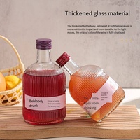 Bouteille en verre vide de 200ml 375ml 500ml à rayures verticales avec couvercle en aluminium pour boissons, vin, whisky, liqueur, brandy, étiquettes personnalisées