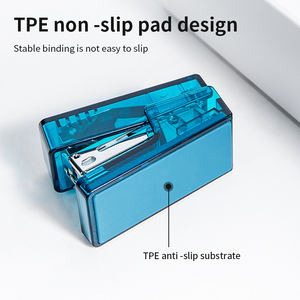 NS083F Azul Portátil Transparente Hand-held Grampeador Mini Escritório Doméstico Sem Esforço Grampeador 144pcs Por Carton Set - Product Image 5