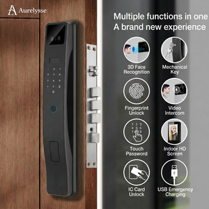 Serrure de porte intelligente Aurelysse avec reconnaissance faciale 3D, déverrouillage par empreinte digitale et veine palmaire, interphone vidéo Wi-Fi haute sécurité, prix usine - Product Image 2