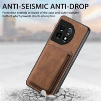 Pour OnePlus 12 5G rétro sac de carte en cuir étui de téléphone magnétique