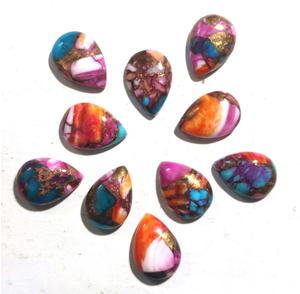 Natural Pink Dahlia cobre turquesa Flatback cabujón pulido forma de pera piedra preciosa personalizada para la fabricación de joyas-suministro al por mayor - Product Image 3