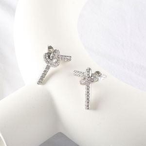 Không Thấm Nước Thép Không Gỉ Stud 18 K Vàng Mạ Bow Bowknot Bông Tai Đầy Đủ Tinh Thể Đá Tình Yêu Hôn Stud Bông Tai Cho Phụ Nữ - Product Image 2
