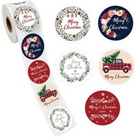 Joyeux Noël, étiquettes rondes autocollantes, 500 pièces/rouleau, autocollants personnalisés pour cadeaux et pâtisseries