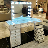 Commode américaine blanche MOREDESIGN, armoire de rangement commerciale, studio, boutique de robes de mariée, table de maquillage spéciale, miroir LED, commode de chambre à coucher