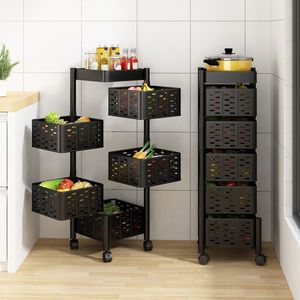 Chariot en métal à 5 niveaux chariot utilitaire roulant pliable pour salle <span class=keywords><strong>de</strong></span> bains cuisine poussez les paniers <span class=keywords><strong>de</strong></span> rangement <span class=keywords><strong>de</strong></span> fruits pliables carrés - Product Image 6