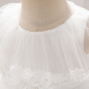 Nuovo Vestito da Festa Bianco per Bambine, Senza Maniche, Linea ad A, in Tessuto Lavorato a Maglia, Poliestere e Cotone, Stile Principessa - Product Image 4