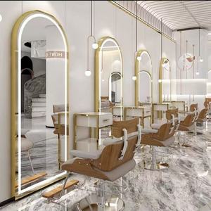 Wss 2025 Sober Factory Price Custom Design of Modern Light Luxury <b>Oval</b> Square <b>Mirror</b> Hair Salon Furniture Set - Product Image 2