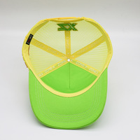 BSCI B-gorras de malla de neón personalizadas, 5 paneles UAE, 180, color verde lima, piña, espuma