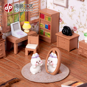 Dp <b>Miniature</b> Retro Study Room Furniture Set Resin Dollhouse Decorations For Desktop Ornaments - Product Image 2