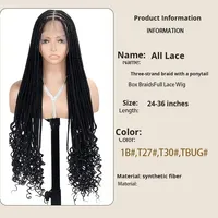 Perruque de cheveux au crochet transfrontalier tresse à trois brins queue de fleur tresse tressée extensions de cheveux bouclés dreadlock casquette moyenne pleine dentelle