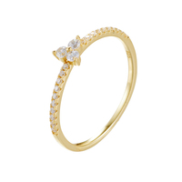 Mlluki Fashion Bagues Trèfle Triple en Argent Sterling 925 Plaqué Or 14K, Design de Haute Qualité, Micro-Pavé de Zircon Cubique, pour Fêtes