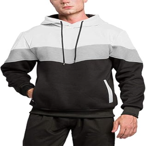 Tendance de la mode, sweat-shirt à capuche en jersey doublé uni teint en pièce pour homme, 100% polyester, hiver - Product Image 1