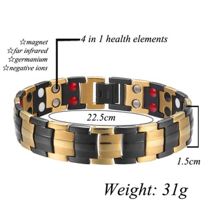 Gioielli biomagnetici simpatici braccialetti magnetici in titanio a doppia fila da Golf regolabili per bracciale da <span class=keywords><strong>uomo</strong></span> marca di titanio - Product Image 4