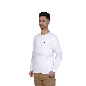 Chemise de travail pour homme T-shirt de soudage résistant aux flammes Vêtements de sécurité <span class=keywords><strong>anti</strong></span>-rayonnement en coton FR avec bande réfléchissante Blanc - Product Image 4