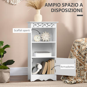 HOMCOM Gabinete de pie y gabinete de 2 niveles Puerta MDF Baño blanco MDF 40W x 23D x 80H cm Blanco - Product Image 4